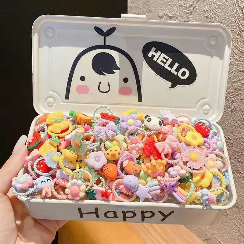 50Pcs/Lot Children Hair Accessories Girls Cartoon Elastic Hair Bands Baby Head Rope Kids Small Animal Headband Cute Headdress