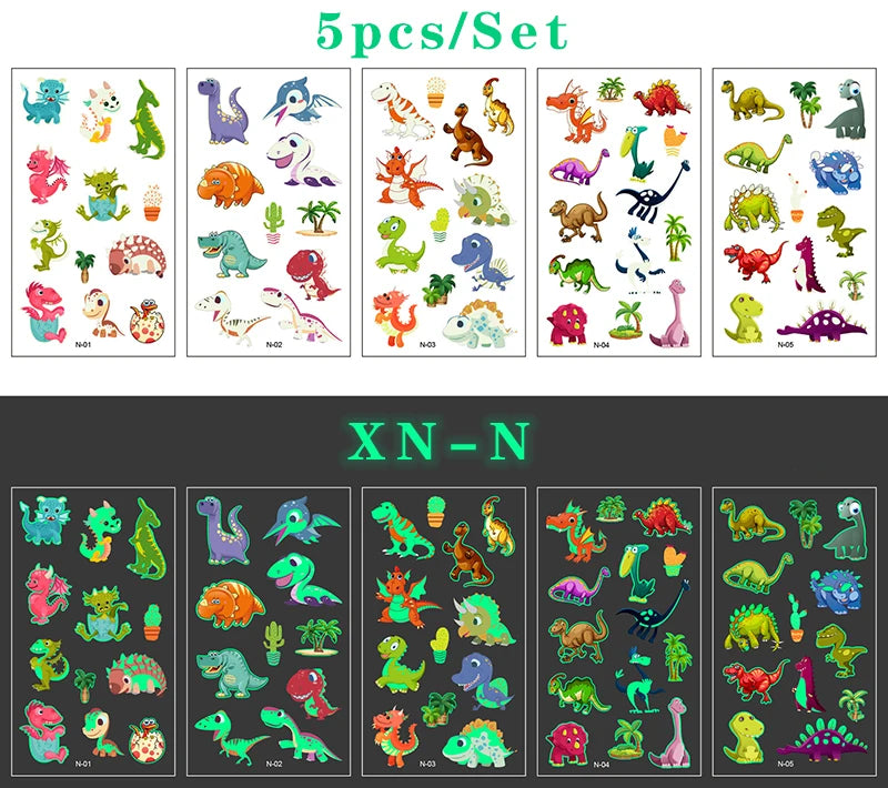 Luminous Tattoo 5 10pcs/Set Temporary Tattoos Mermaid Licorne Children Stickers for Kids Pokemon Tattoo Tattoo for Kids Unicorn