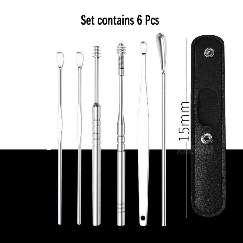 Ear Cleaner Set Earpick Ear Wax Remover Ear Spoon Curette Ear Cleaning Spiral Earpick Easy Earwax Removal Ear Cleaner Kit Gadget