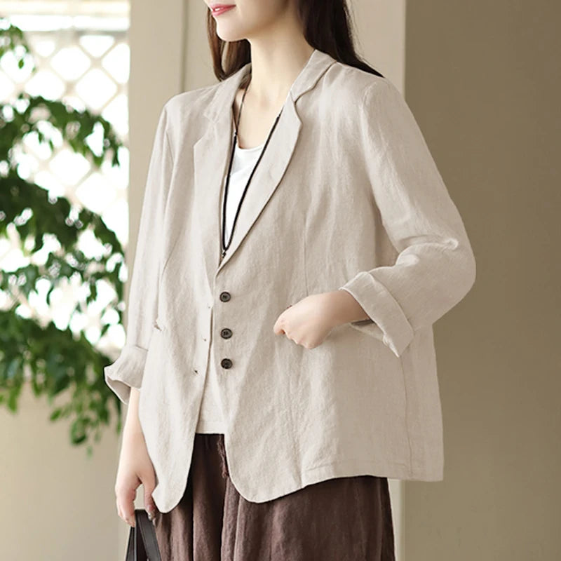 ZANZEA Fashion OL Work Blazer Long Sleeve Lapel Neck Shirt Woman Elegant Solid Color Outwear Female Vintage Button Jackets 2023