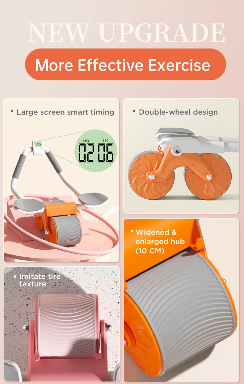 Ab Roller Wheel Automatic Rebound With Elbow Support Flat Plate Exercise Wheel Silence Abdominal Wheel Home Exercise Equipment