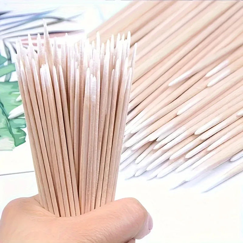 100/300pcs Disposable Wooden Micro Bud Swabs Lint Free Eyelash Extension Glue Removing Tools Makeup Mini Brush