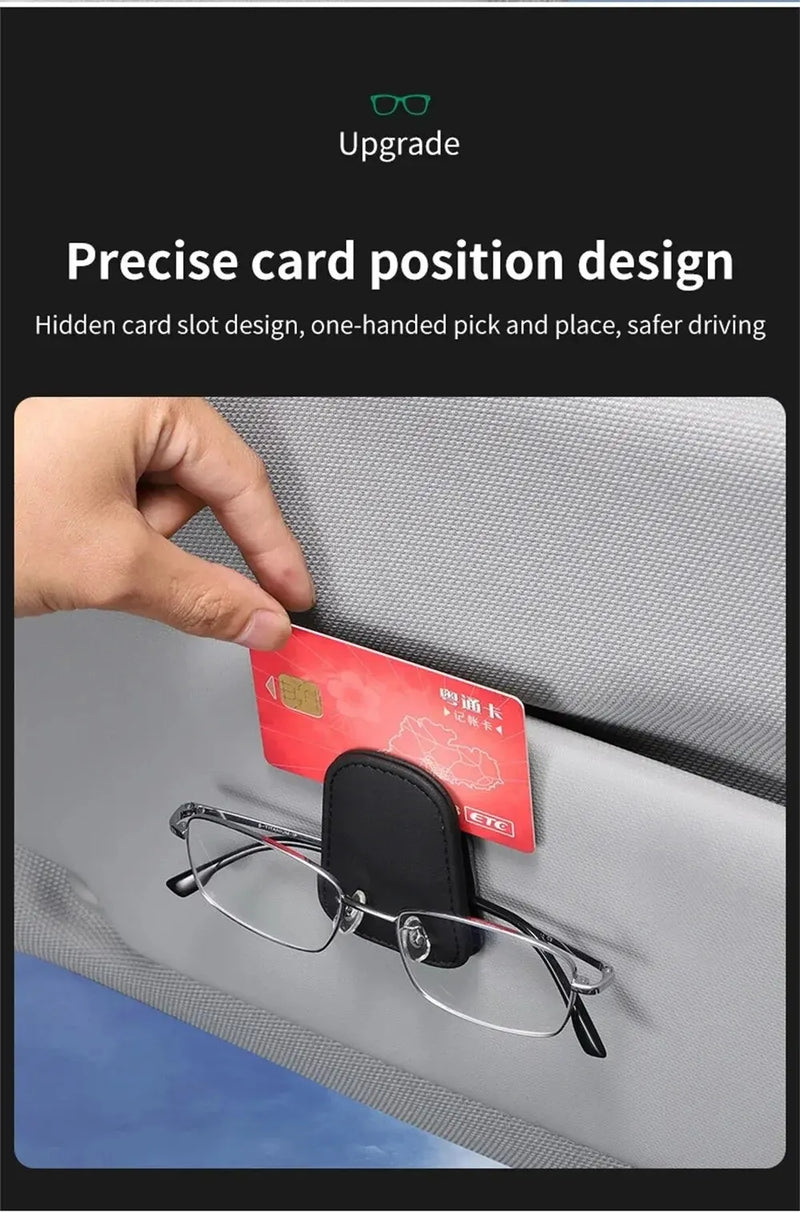 Universal Car Auto Sun Visor Eyeglass Hanger Clip Leather Glasses Holder Magnetic Multi-Function Automobile Accessories Storage