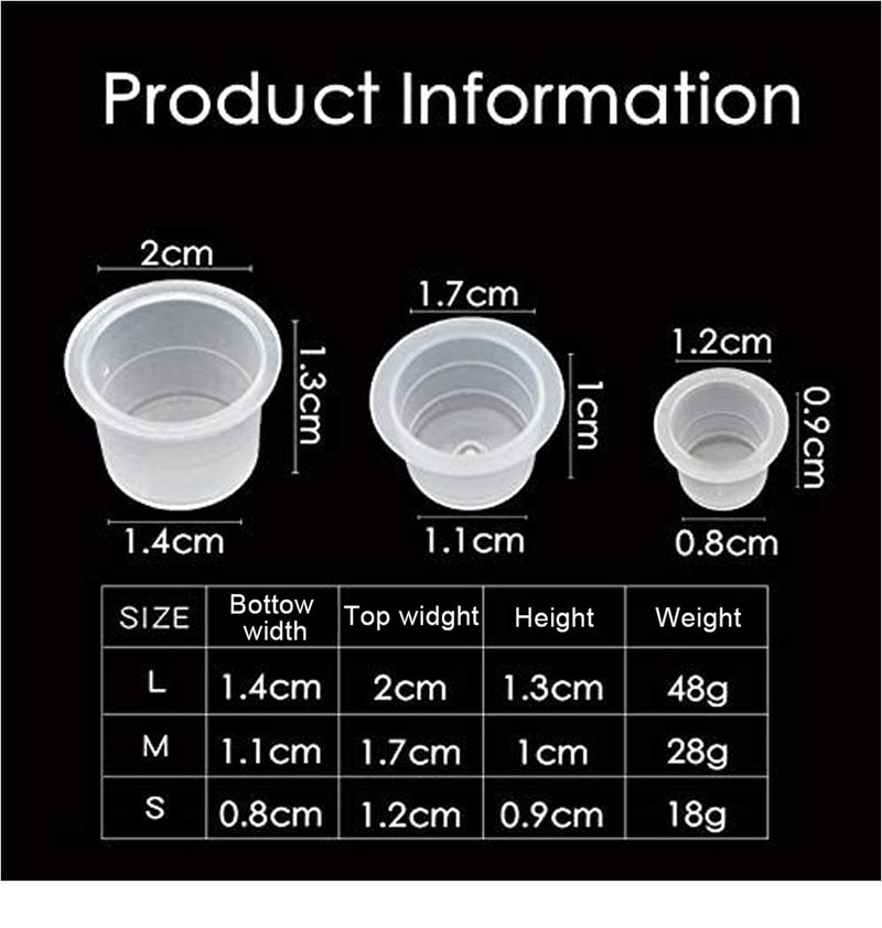 100pcs S/M/L Disposable Tattoo Ink Cups Plastic Pigment Clear Holder Container Caps Tattoo Permanent Makeup Microblading Supply