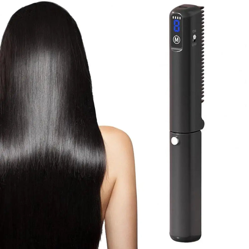 Negative Ions Hair Straightener Hair Straightening Comb Portable Hot Brush Foldable Hair Straightener Comb with Fast for Travel