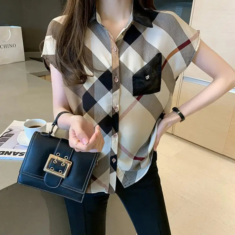 Summer Sleeveless Printed Chiffon Blouse Women Korean Fashion Casual Vintage Chic Shirts Female Clothing Simple All-match Tops