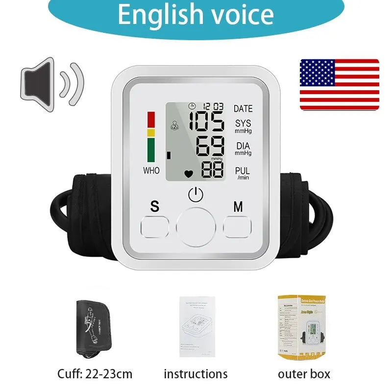 Medical Digital Arm BP Blood Pressure Monitor Automatic Tensiometer Tonometer Sphygmomanometer Heart Rate Pulse Meter Oximeter