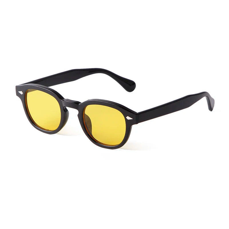 Vintage Tortoise Shell Round Sunglasses Women Men 2024 Brand Design Retro Rivet Yellow Blue Lens Square Sun Glasses Female UV400