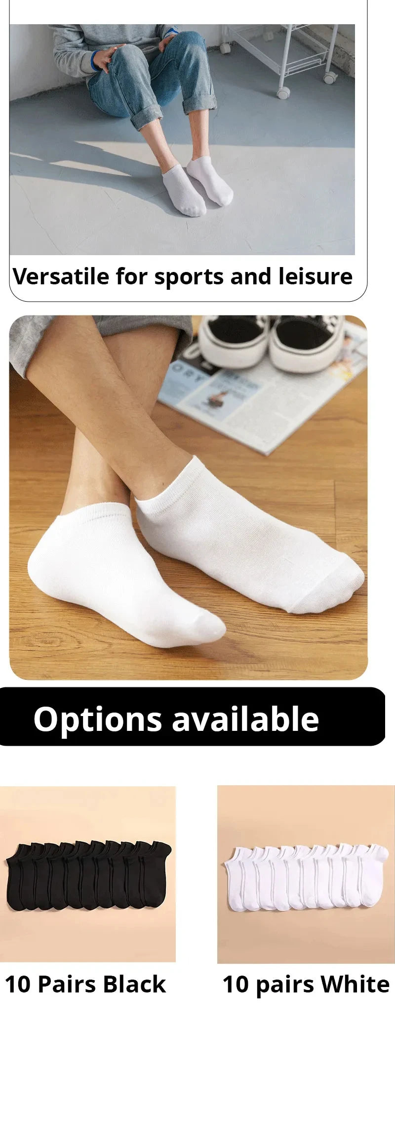 10 Pairs Women/Men Boat Socks Invisible Low Cut Silicone Non-slip Summer No-show Ankle Socks Solid Color Casual Breathable