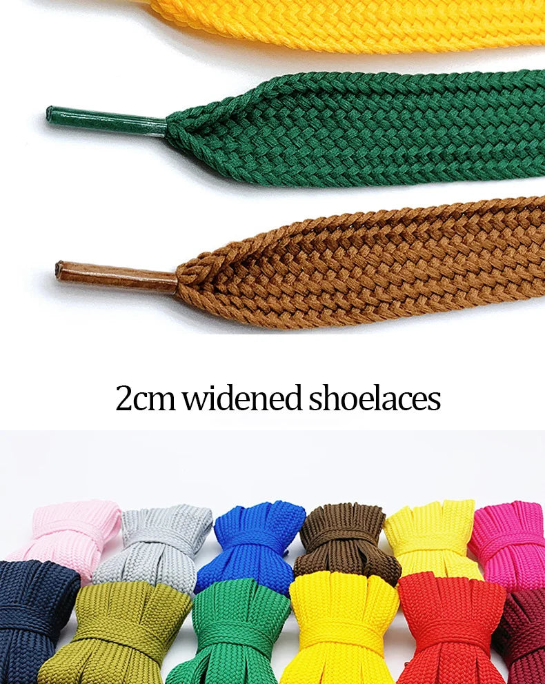 1 Pair 20mm Wide Thickened Flat Monolayer Colored High Quality Soft Laces Board Shoes Canvas Shoes For Sneakers Sports Shoelaces