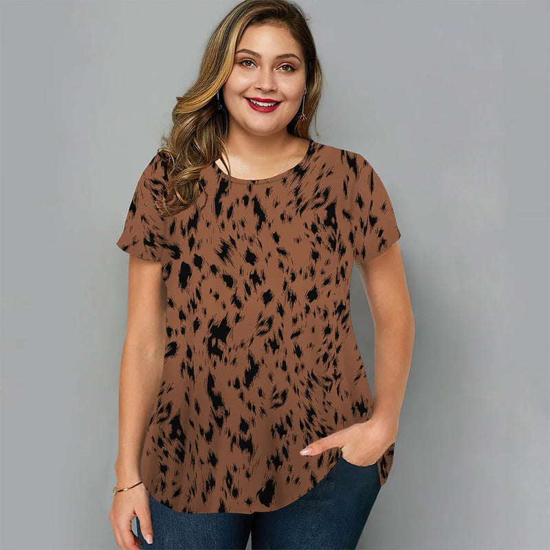 Women's Leopard Print T-Shirt Loose Large Size Female Clothing Streetwear Hip Hop O Neck Tee Summer New Sexy Tshirt for Ladies