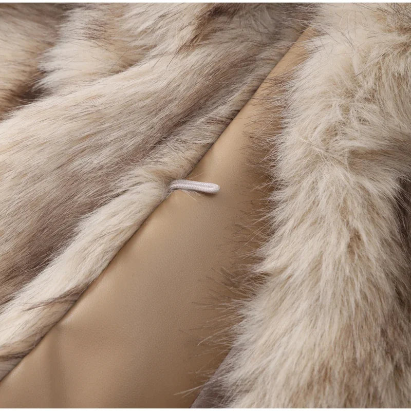 Winter Fluffy Furry Faux Fur Long Jacket Coat Women Loose Lapel Long Sleeve Thick Warm Coats Female Luxury Fashion Lady Overcoat