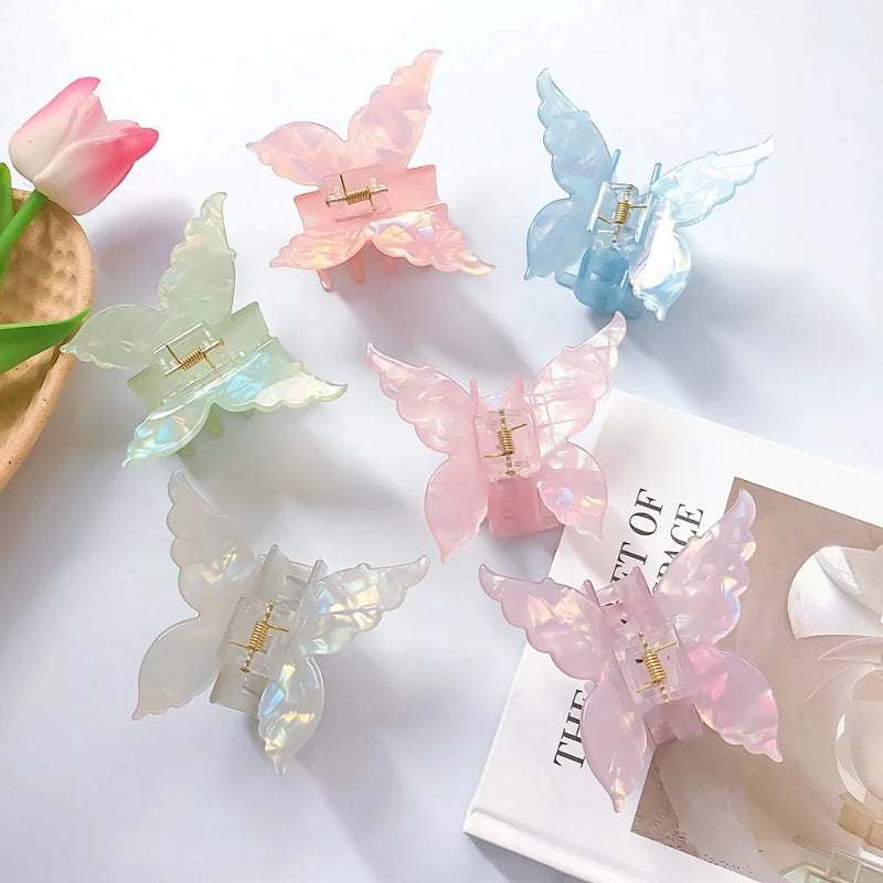 1PC 2024 New Butterfly Hair Claw Sweet French Acetate Fiber Hair Clamps Colorful Hair Decorate Long Hair Accessories Hair Clip