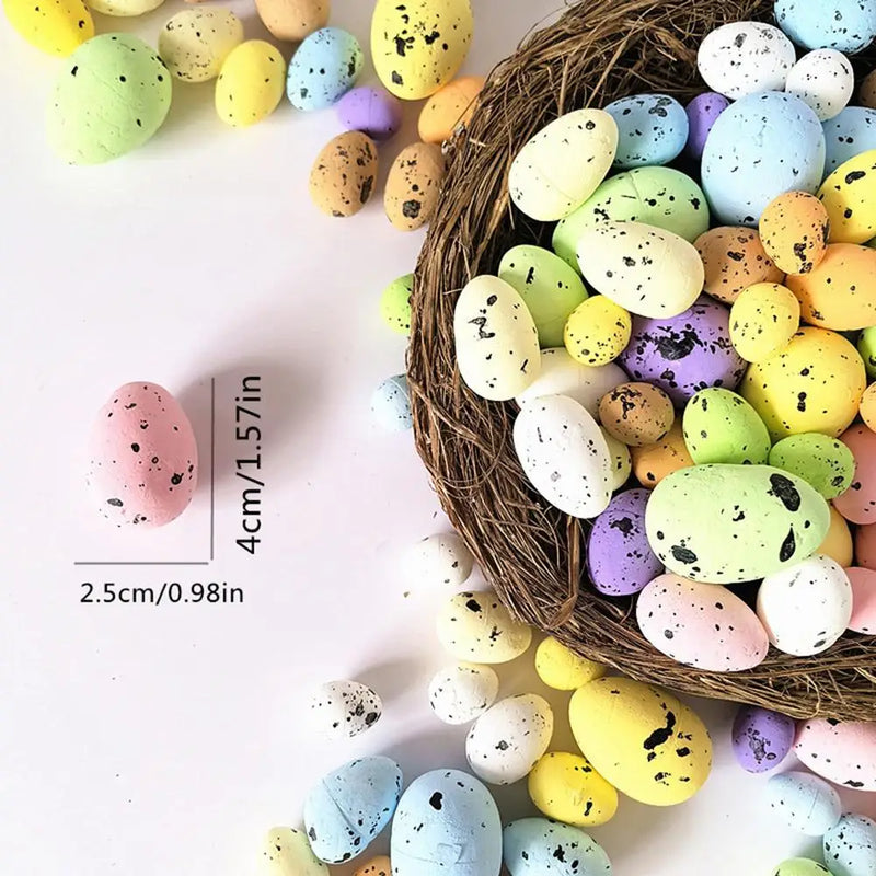 Tiny Easter Decorations Eggs 100X Decorative Speckled Foam Easter Eggs Ornaments Colorful Dots Tiny Foam Eggs Easter Eggs For