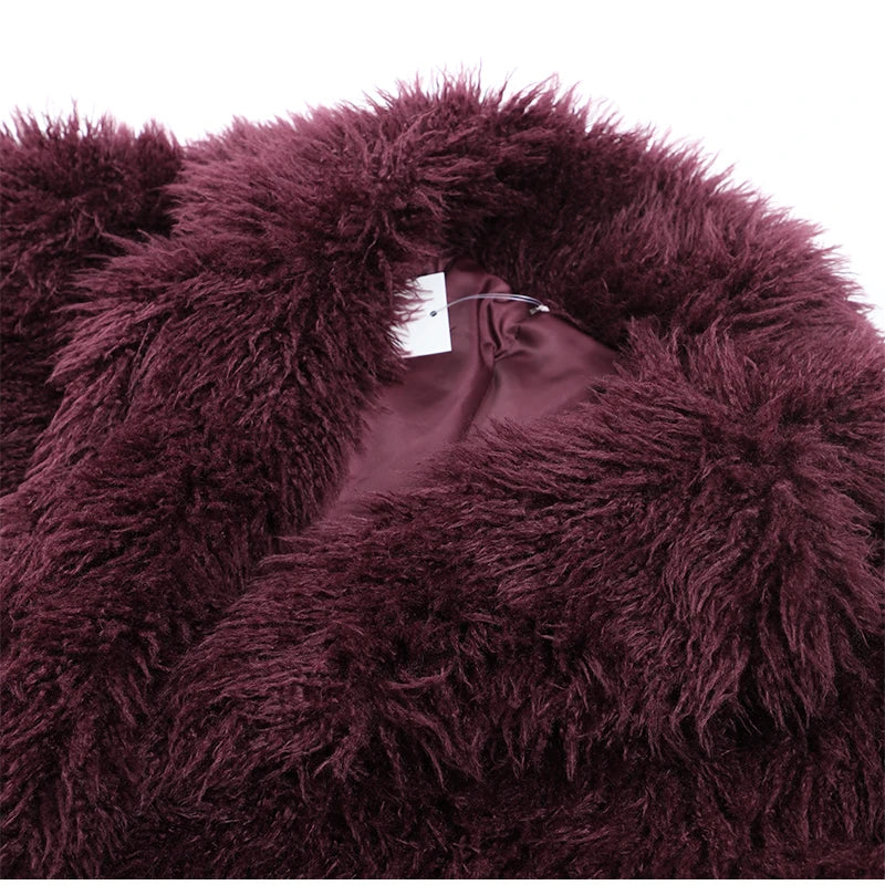 Luxury Winter Loose Women's Thick Fluffy Faux Fur Coats Fashion Solid Cropped Oversized Warm Jacket 2024 New Lady Chic Outerwear