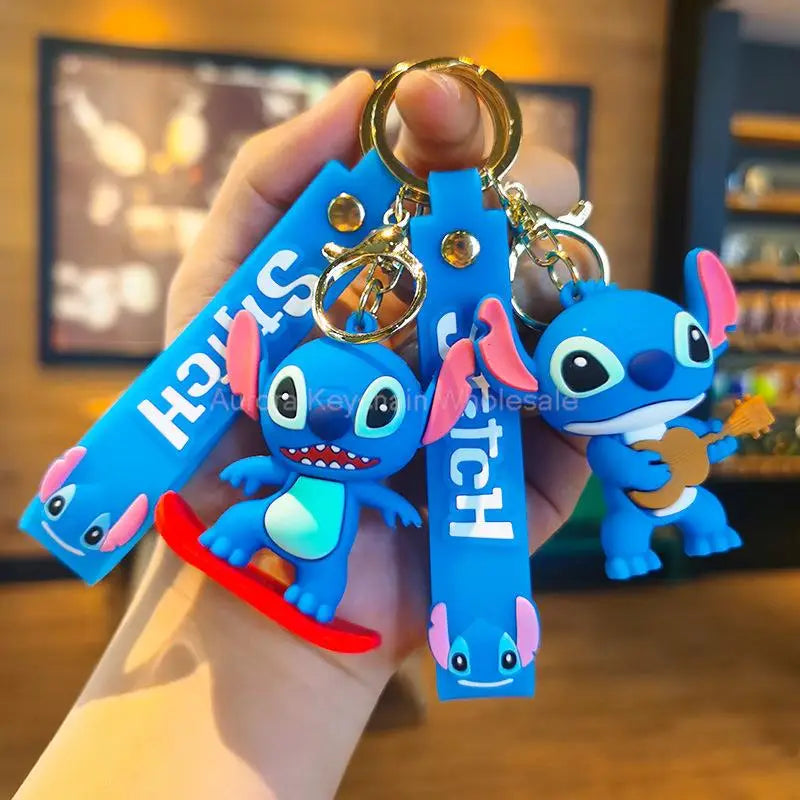 New Anime Disney Keychain Cartoon Mickey Mouse Minnie Lilo & Stitch Cute Doll Keyring Ornament Key Chain Pendant Kids Toys Gifts