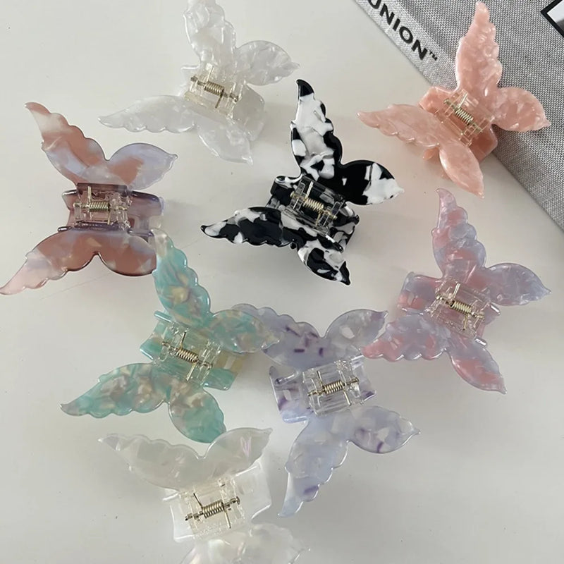 1PC 2024 New Butterfly Hair Claw Sweet French Acetate Fiber Hair Clamps Colorful Hair Decorate Long Hair Accessories Hair Clip