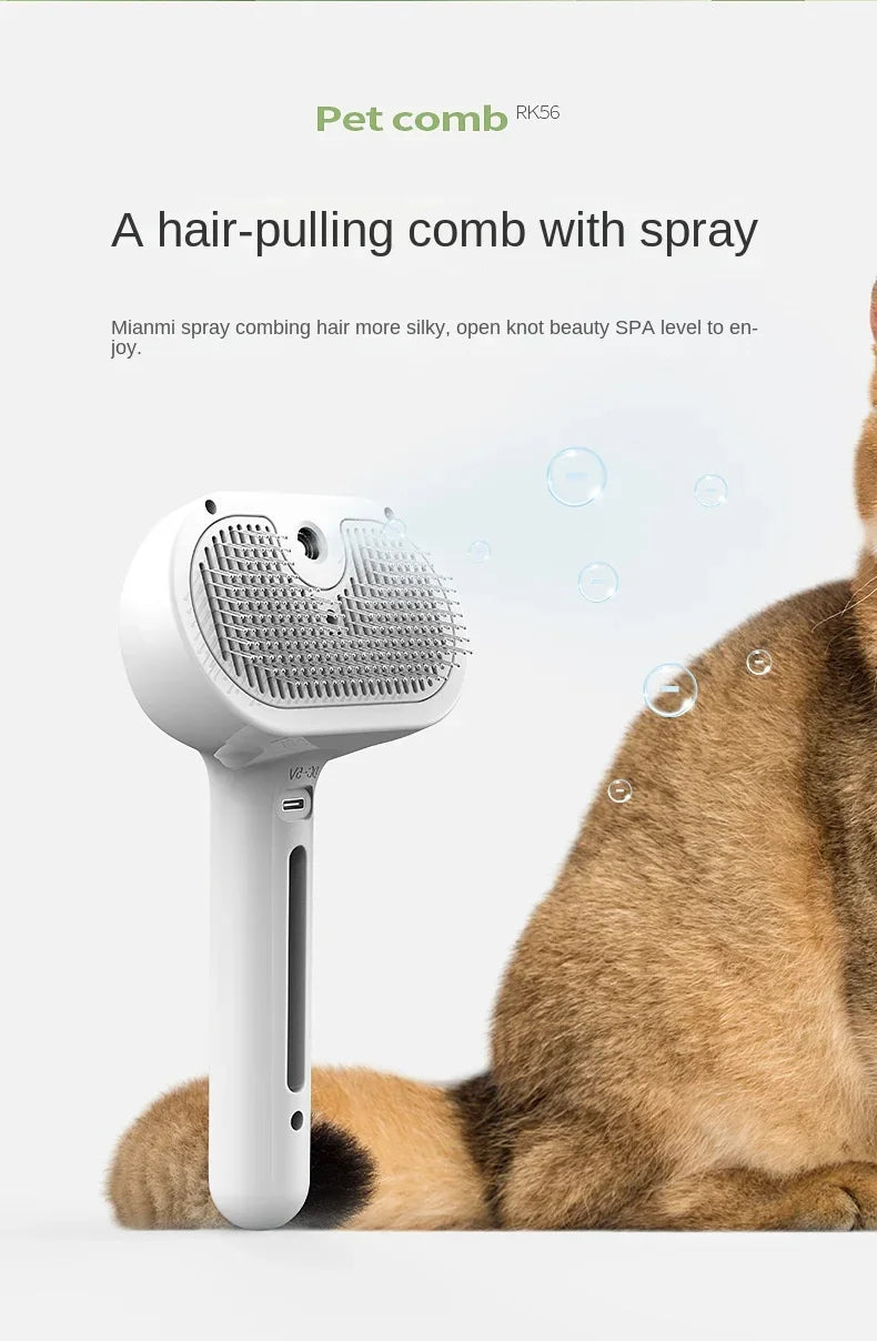 3-in-1 Dog Hair Brush Cat Hair Brush Electric Pet Cleaning Brush Steam Spray Brush Massage Hair Removal Comb anti-Tangle Brush