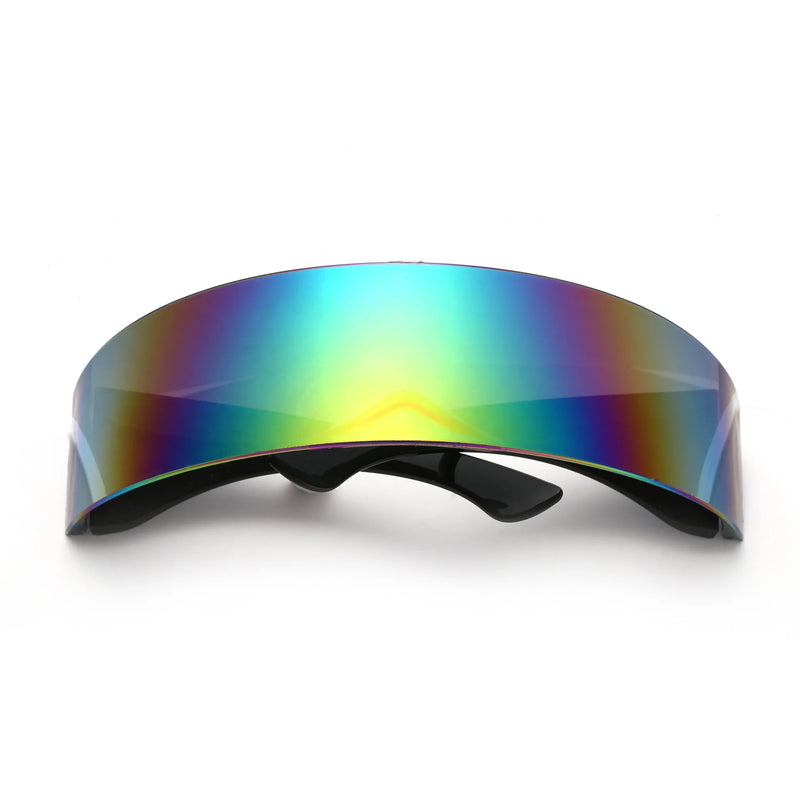 Future Warrior Rimless Sunglasses One Piece Lens Wrap Around Cyber Punk Futuristic Men Women Hip Hop Party Sun Glasses Bar KTV