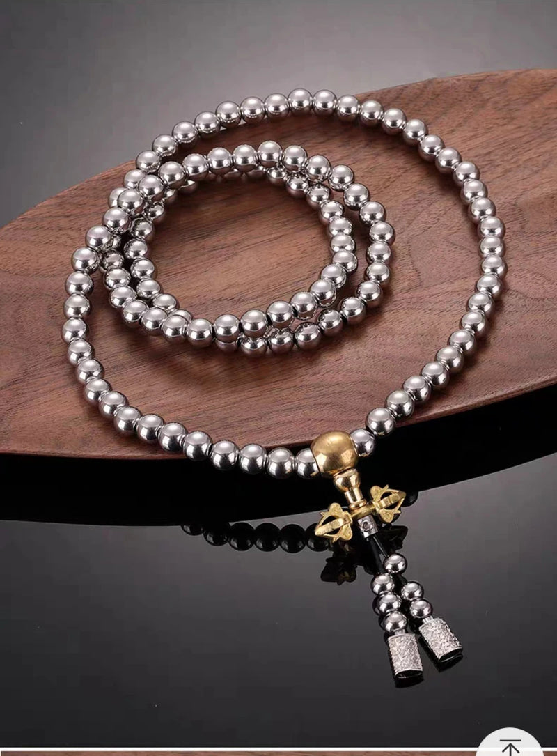 Prayer EDC Self Defense Stainless Steel Necklace Chain Waist Buddha Beads Cross Pendants Bracelet Boy Gadgets For Men Cool Gifts