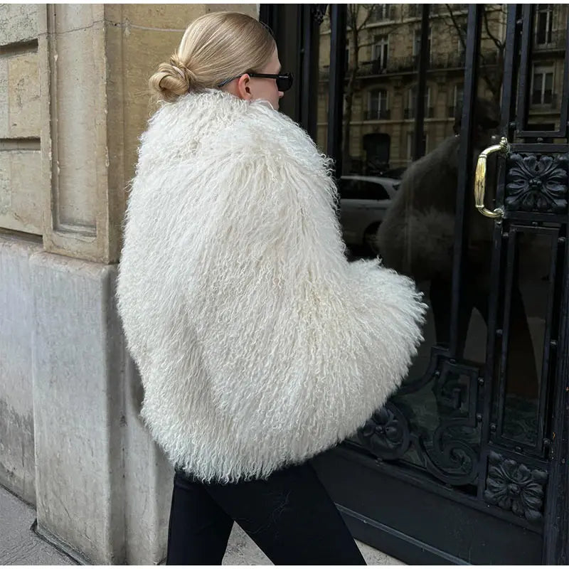 Luxury Winter Loose Women's Thick Fluffy Faux Fur Coats Fashion Solid Cropped Oversized Warm Jacket 2024 New Lady Chic Outerwear