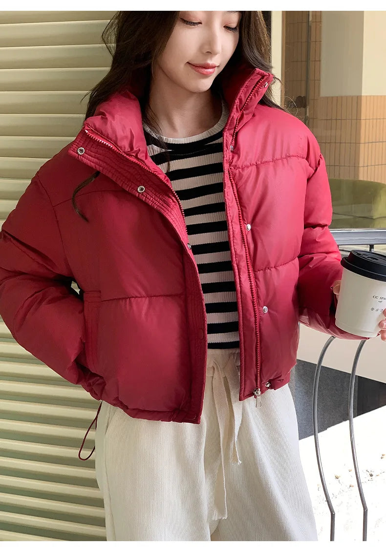 Fashionable Student Warm Lightweight 2024 Winter New Stand Up Collar Short Down Cotton Jacket Women's Trend Parkas