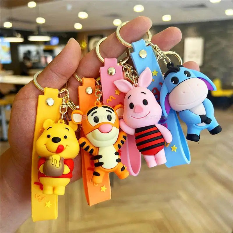 New Anime Disney Keychain Cartoon Mickey Mouse Minnie Lilo & Stitch Cute Doll Keyring Ornament Key Chain Pendant Kids Toys Gifts