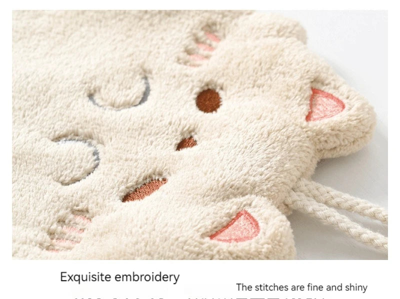 Cute Cartoon Tanuki Hanging Towel Coral Velvet Hair Does Not Lose Thick Cloth Kitchen Bathroom Absorbent Towels