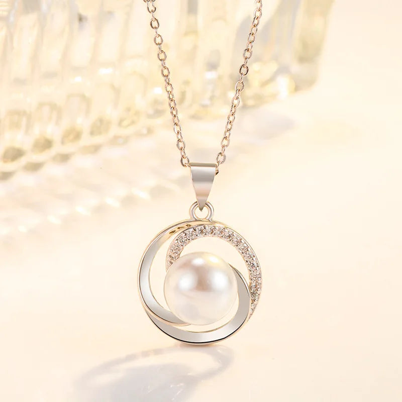 HuiSept Silver 925 Necklace Jewelry with Freshwater Pearl Zircon Gemstones Pendant Fashion Ornaments for Women Wedding Wholesale