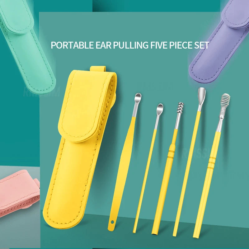 Ear Cleaner Set Earpick Ear Wax Remover Ear Spoon Curette Ear Cleaning Spiral Earpick Easy Earwax Removal Ear Cleaner Kit Gadget