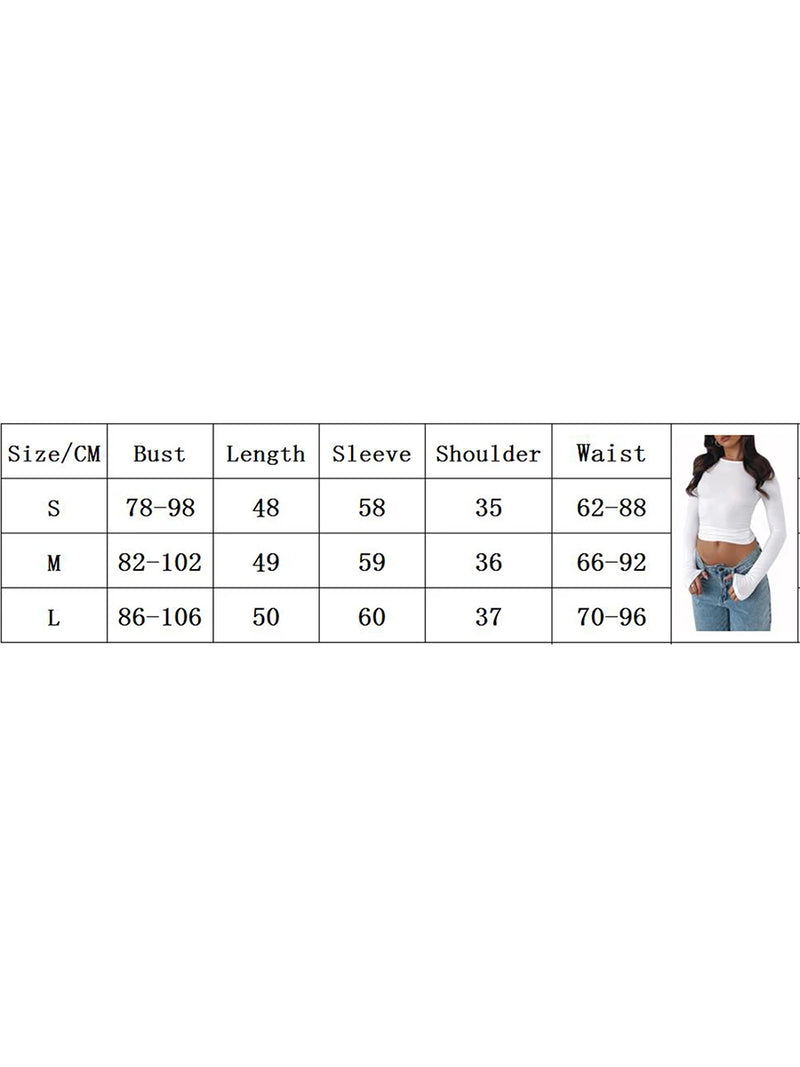 Women's Fall Casual Slim Fit Basic Crop Tops Solid Color Long Sleeve Crew Neck Pullover Tight Tee Shirts Show Navel T-Shirt