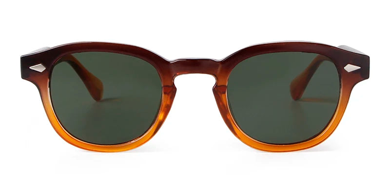 Vintage Tortoise Shell Round Sunglasses Women Men 2024 Brand Design Retro Rivet Yellow Blue Lens Square Sun Glasses Female UV400
