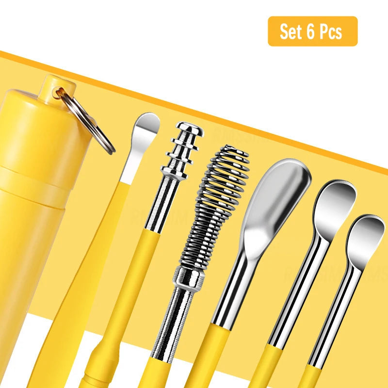 Ear Cleaner Set Earpick Ear Wax Remover Ear Spoon Curette Ear Cleaning Spiral Earpick Easy Earwax Removal Ear Cleaner Kit Gadget