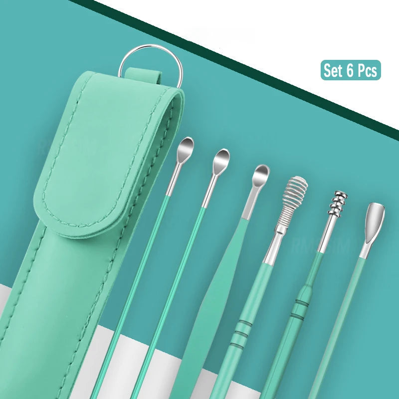 Ear Cleaner Set Earpick Ear Wax Remover Ear Spoon Curette Ear Cleaning Spiral Earpick Easy Earwax Removal Ear Cleaner Kit Gadget