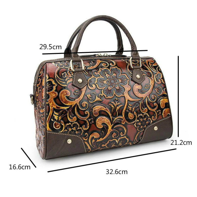 Motaora Women's Bag Female Luxury Bag Genuine Leather Retro Hand Bags For Women Handmade Embossing Shoulder&Crossbody Bags 2024