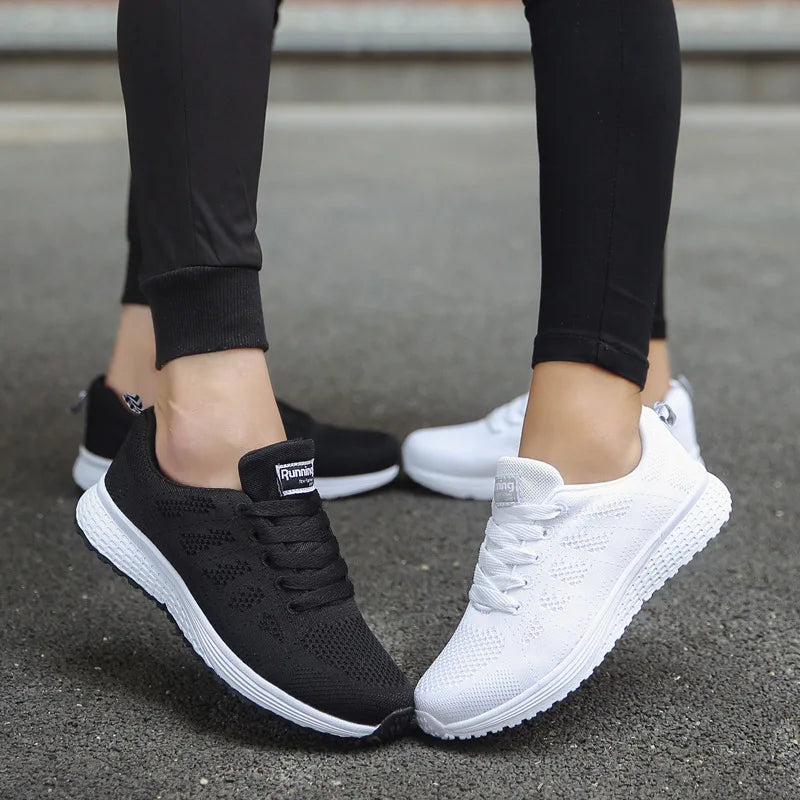 Women Casual Shoes Fashion Breathable Walking Mesh Flat Shoes Sneakers Women 2021 Gym Vulcanized Shoes White Female Footwear