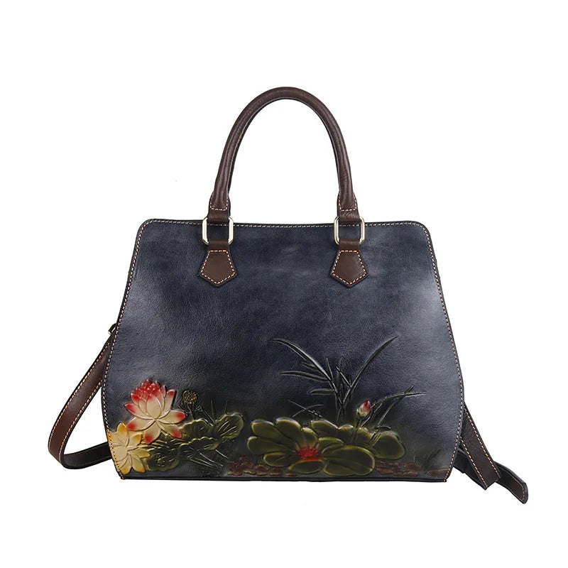 MOTAORA Women's Bag Retro Genuine Leather Shouder Bags For Women New Handmade Embossing Handbag Large Capacity Casual Bag Female
