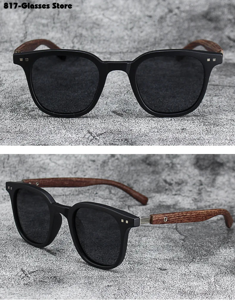 Sunglasses for Men Women's Trendy Retro Wood Grain Polarized UV Protection Eyewear Cycling Outdoor Street Photography