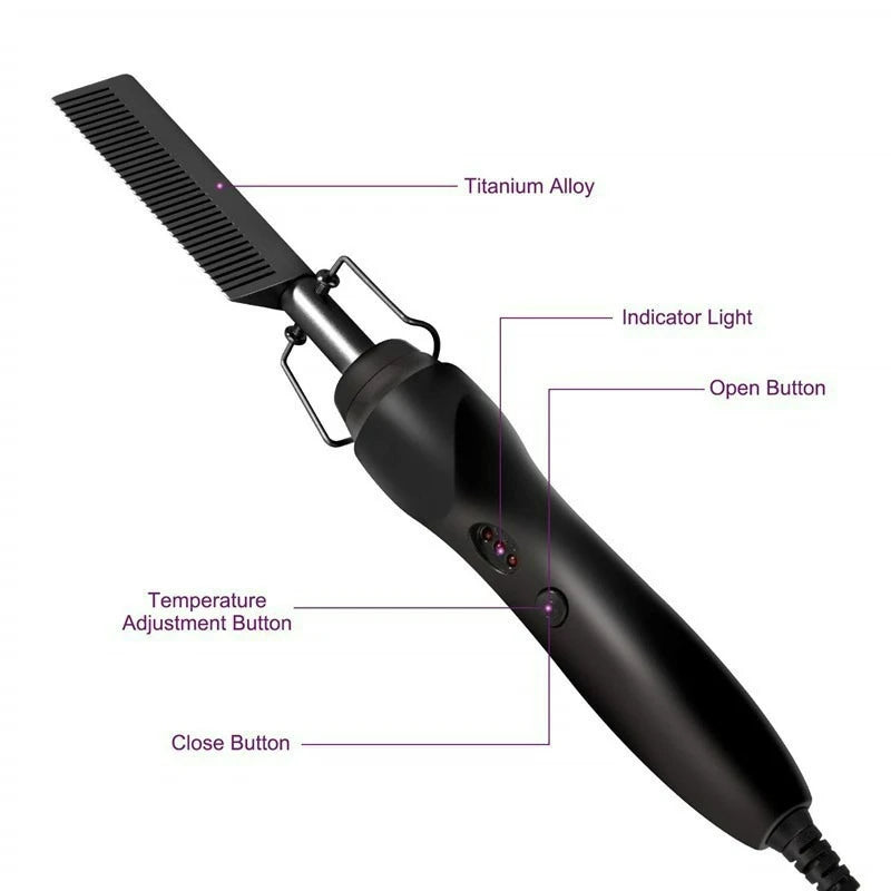 New Multi-functional Electric Copper Hair Straightener Household Hair Straightener Comb Perm Rod Curling and Straightener Rod Wo