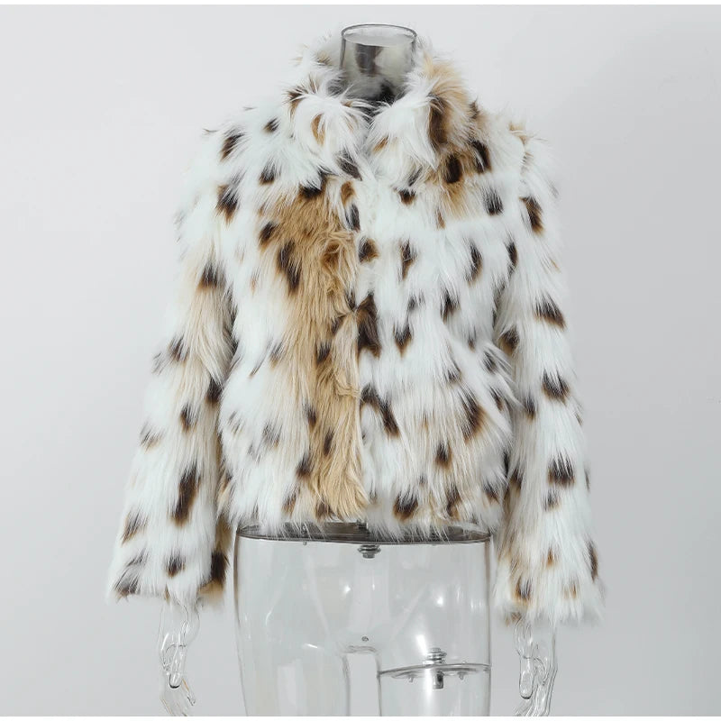 Luxury Winter Loose Women's Thick Fluffy Faux Fur Coats Fashion Solid Cropped Oversized Warm Jacket 2024 New Lady Chic Outerwear