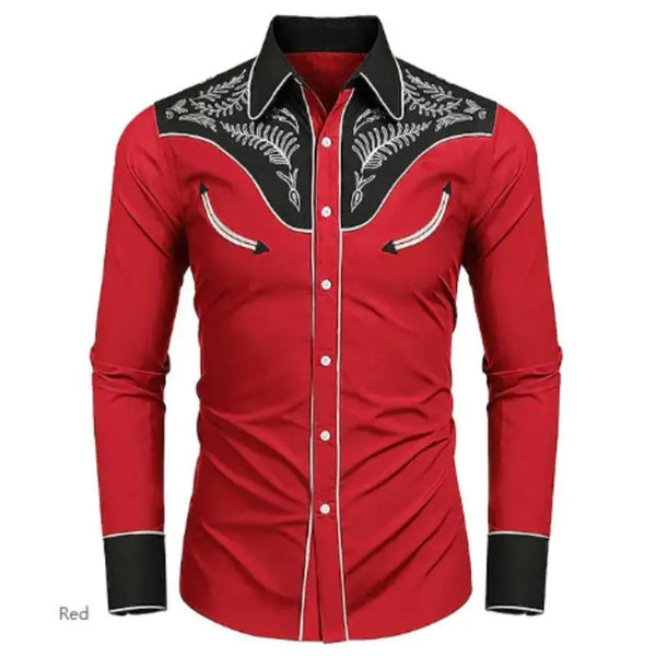 Western Tribal Ethnic Lapel Men's Casual Sports Outdoor Street Long Sleeve Button Top Shirt Suit Lapel Clothing Casual Comfort