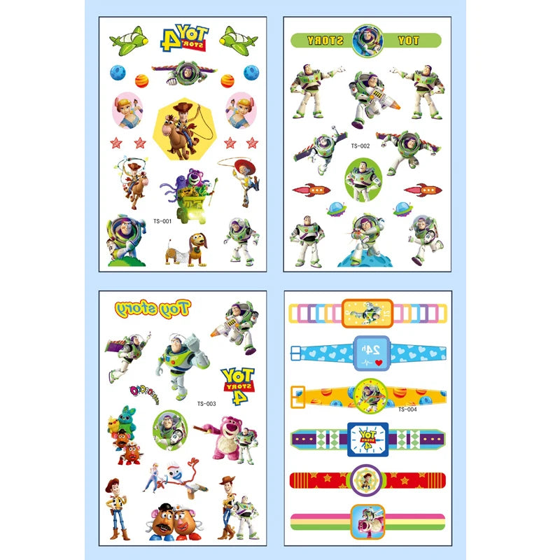 4Pcs/set Tattoo stickers Disney Stitch Princess Sofia Unicorn Frozen Action Figure Cars Cartoon Sticker Kids Girls Birthday Gift