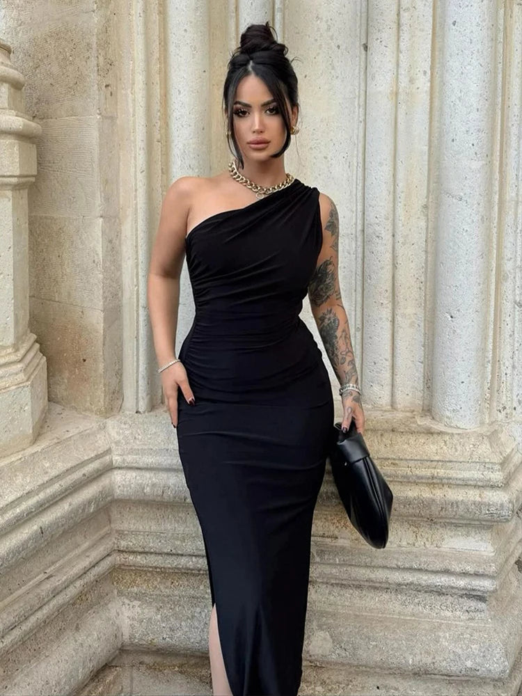 Summer Maxi Dress Women Sexy Split Fashion Sleeveless Backless Slim Dress Female Casual Streetwear Club Elegant Party Dresses