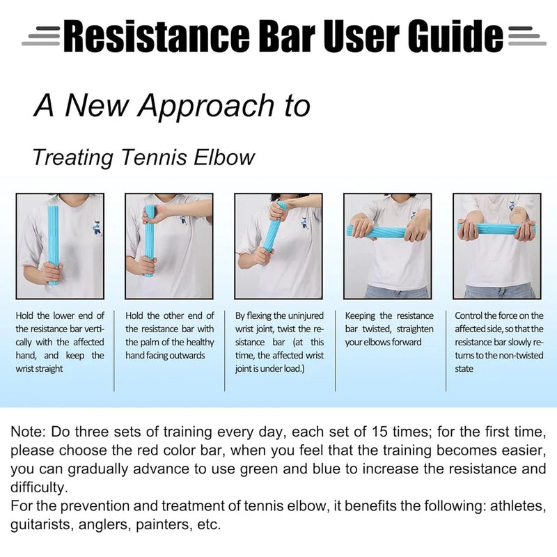 Resistance Bar for Physical Therapy,Flexible Non-slip Twisting Hand Exercise Bar,Relieves Tendonitis Pain&Improve Grip Strength