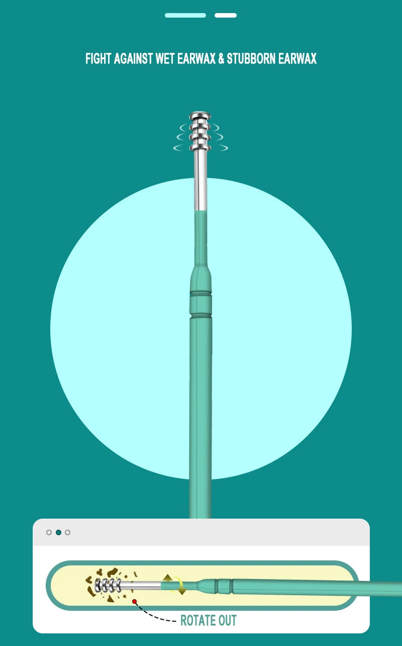 Ear Cleaner Set Earpick Ear Wax Remover Ear Spoon Curette Ear Cleaning Spiral Earpick Easy Earwax Removal Ear Cleaner Kit Gadget