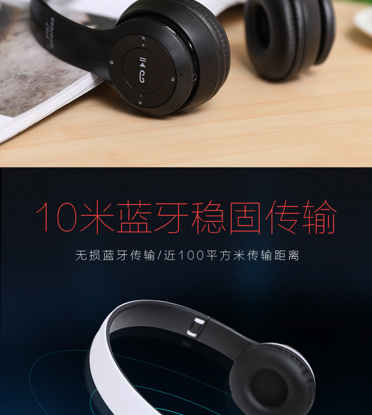 Stereo P47 Headset 5.0 Bluetooth Headset Folding Series Wireless Sports Game Headset for iPhone XiaoMi