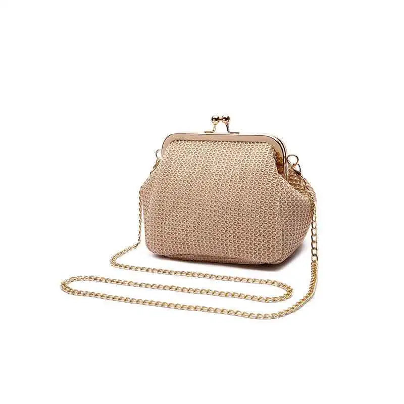 Casual Straw Lock Shell Bag Bags for Women Beach Retro Vintage Designer Bag Chain Women Shoulder Crossbody Bag Women's Handbags