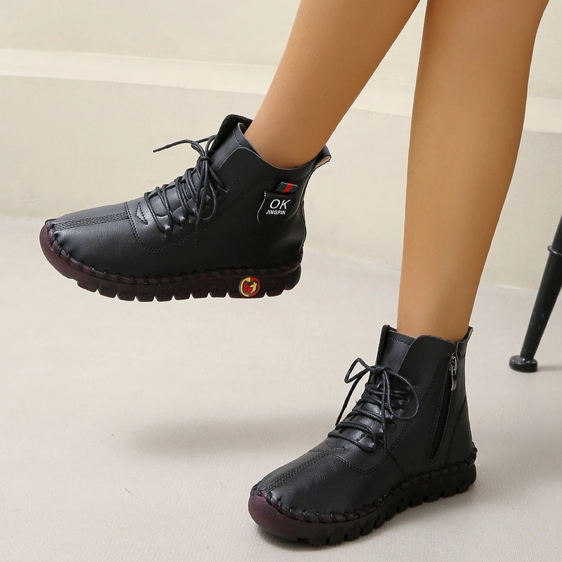2023 Sneakers Women Shoes Platform Loafers Lace Up Leather Flat Slip-On New Spring Casual Mom Shoe Mujer Zapatos Chaussure Femme