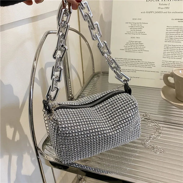 Bling Diamond Design Small Crossbody Messenger Bags for Women 2022 Summer Trend Luxury Fashion Travel Shoulder Handbags Purses