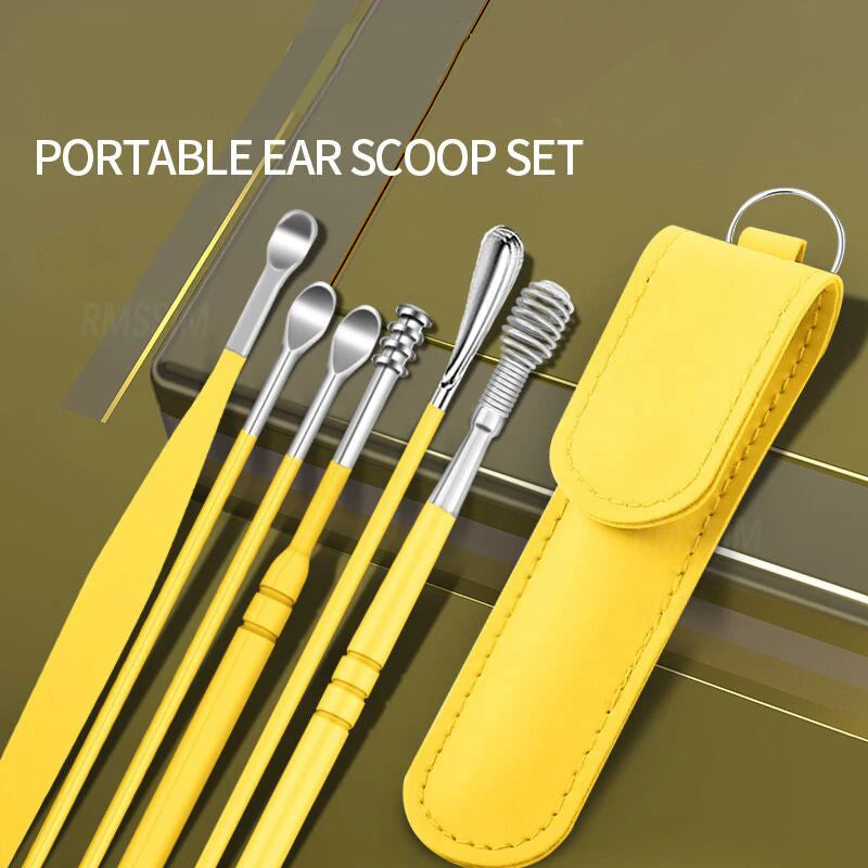 Ear Cleaner Set Earpick Ear Wax Remover Ear Spoon Curette Ear Cleaning Spiral Earpick Easy Earwax Removal Ear Cleaner Kit Gadget